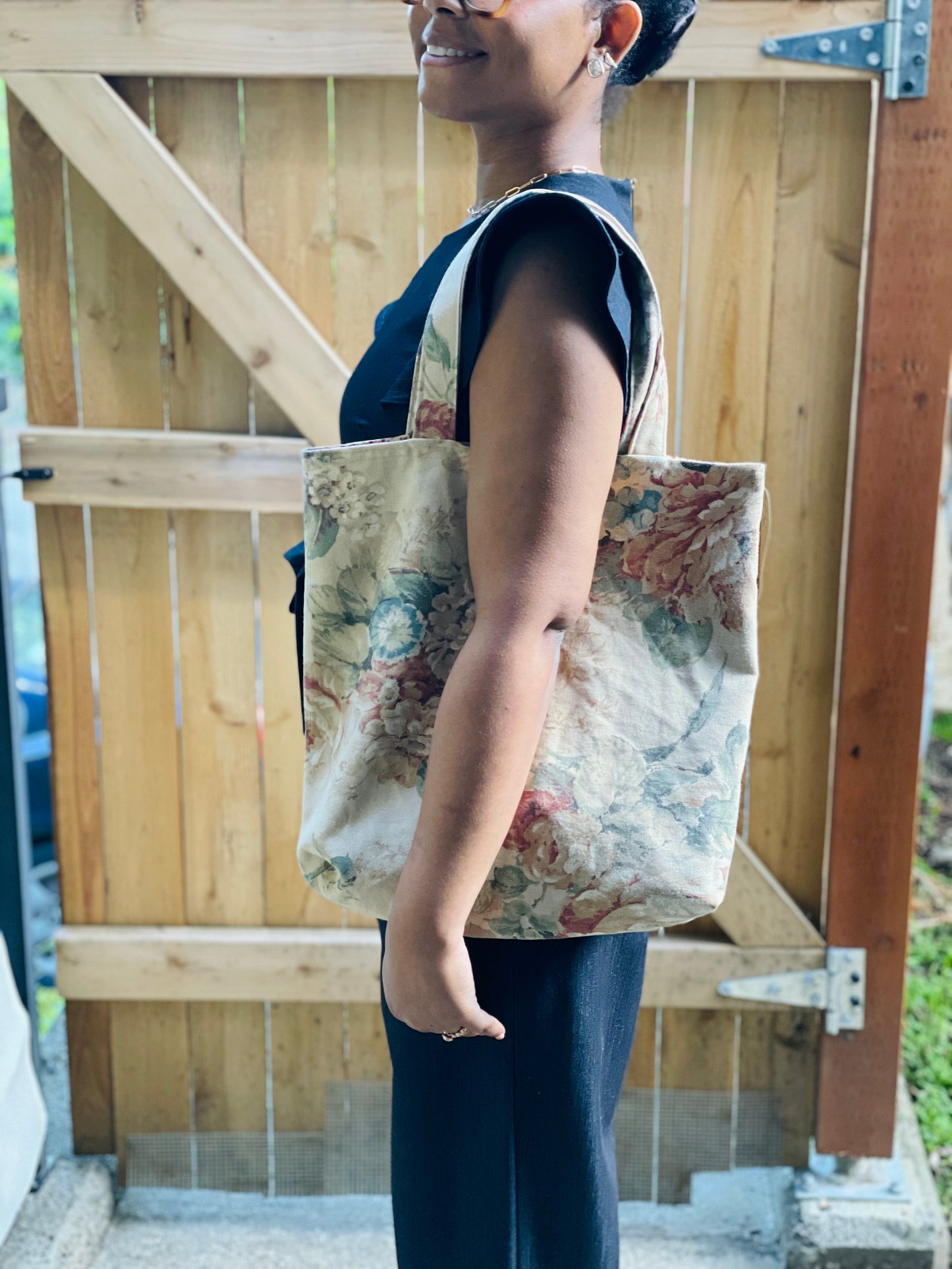Canvas Vintage Floral Tote Bag