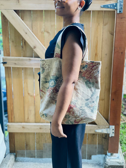 Canvas Vintage Floral Tote Bag